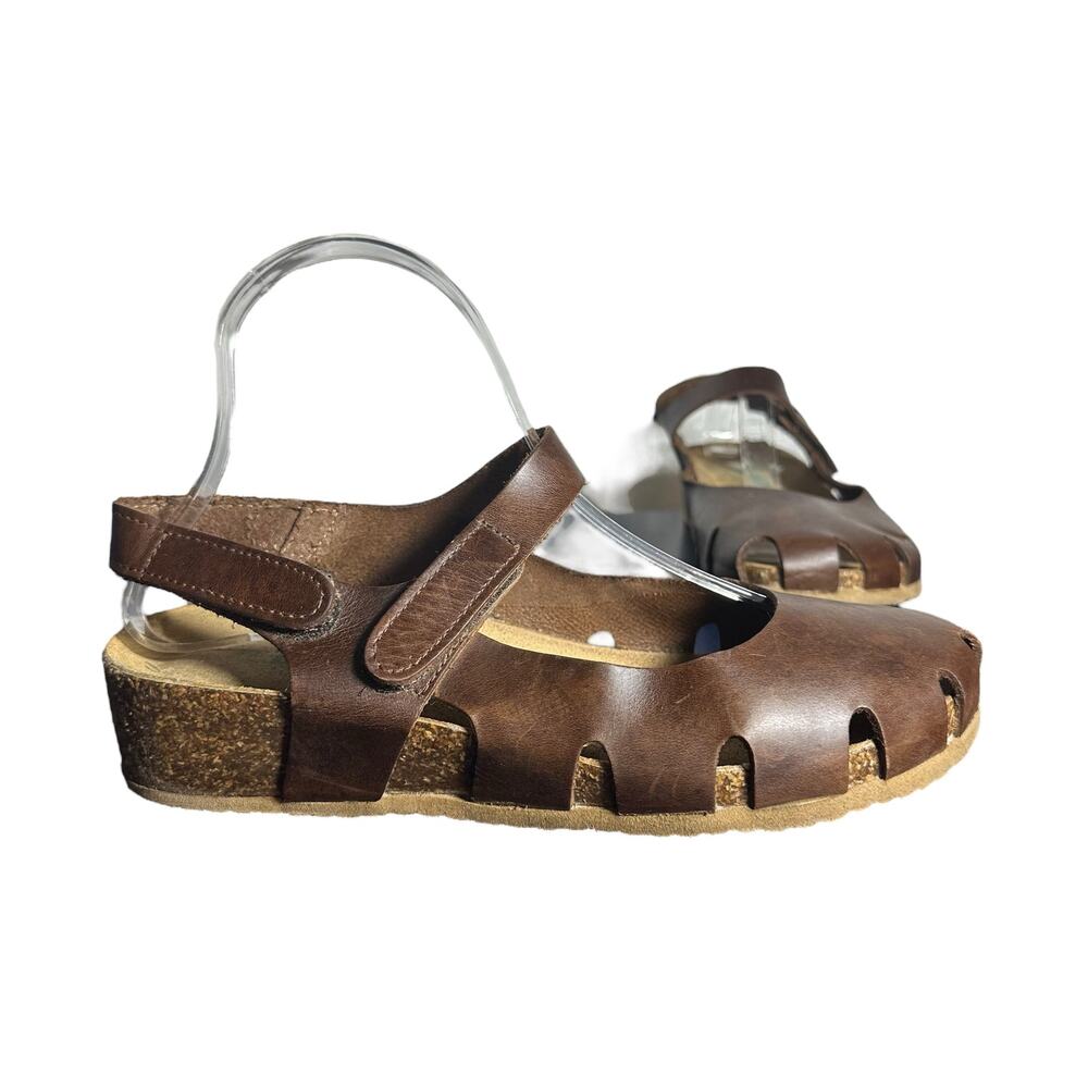 BioNatura Brown Leather Fisherman Sandals EU 38 US 7.5 Made in Italy Comfort